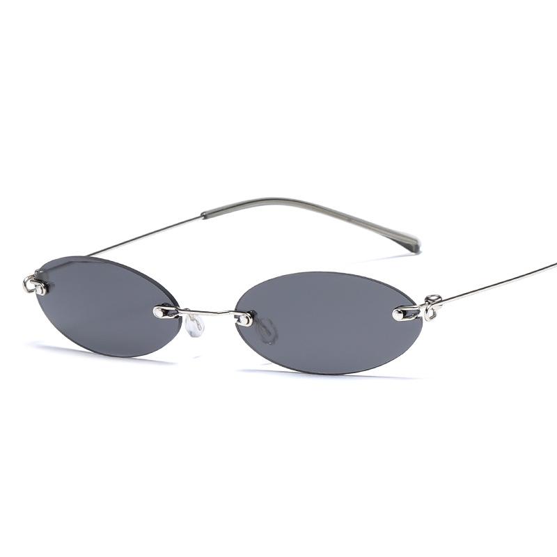 

Sunglasses Vintage Oval Rimless Women Brand Designer Metal Small Frame Retro Classic Sun Glasses Men Super Light Gafas De Sol