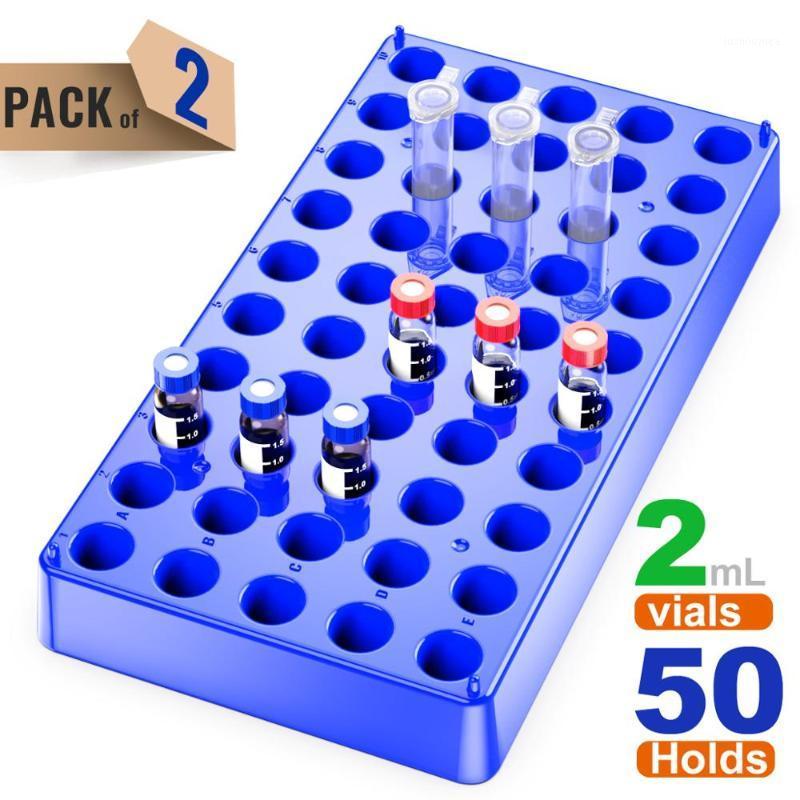 

2 Pack Plastc Vial Rack 50 Holds Diameter 12mm 1.5/2ml Vials Centrifuge Tube Racks Stackable Lab Supplies by Ks-Tek1