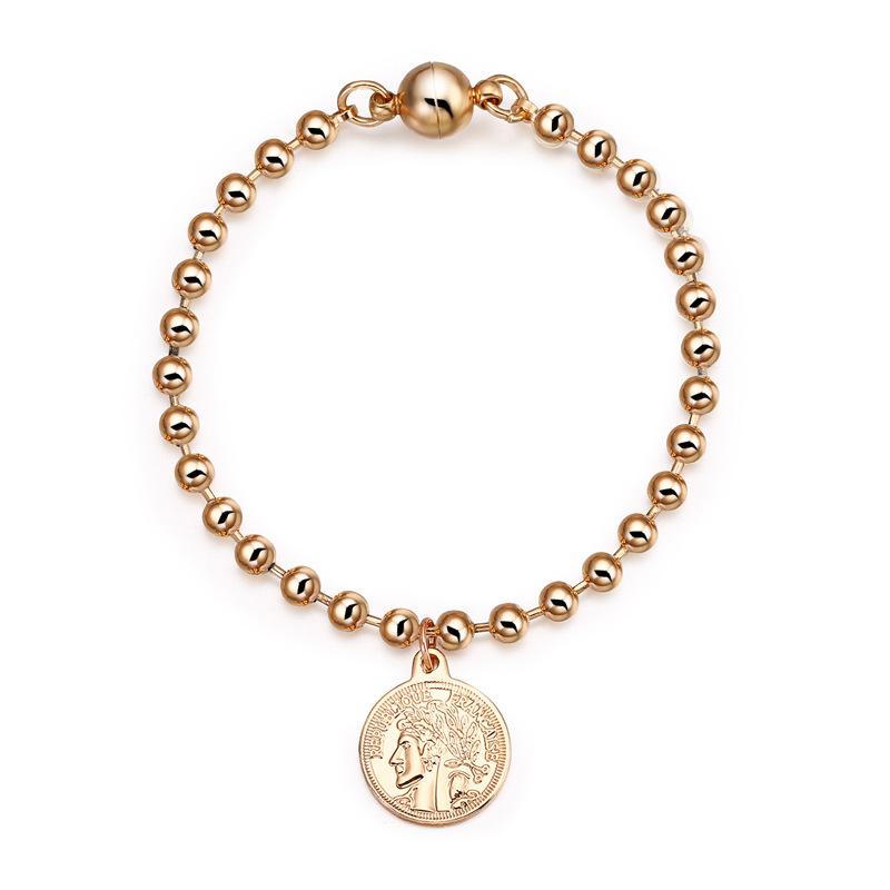 

Anke Store Womens Bracelet New Fashion Jewelry Vintage Simple Baroque Head Beaded Magnet Clasp Charm Bracelet for Womens