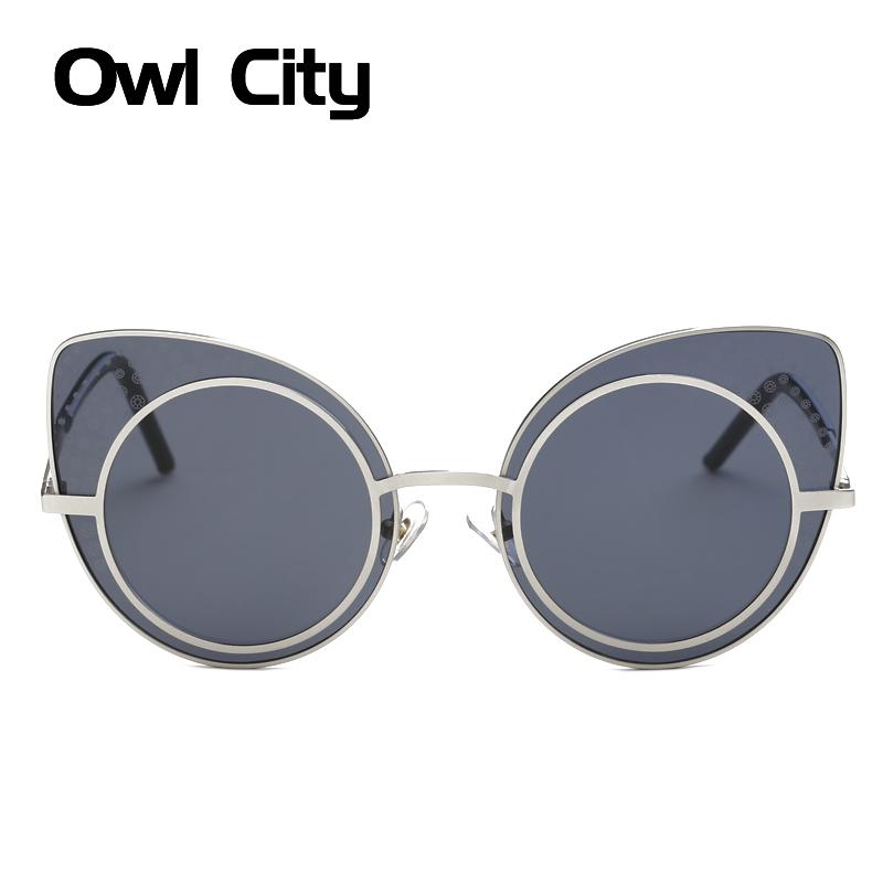 

Cat eye Sunglasses Women Brand Designer Vintage Luxury Rose Gold Mirror Round Oversized Ladies Eyewear UV400