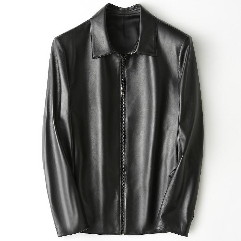 

Short Men's Leather Jacket 100% Sheepskin Coat Genuine Leather Jacket Men Clothes 2020 Plus Size Veste Cuir Homme CSQ790 KJ2178, Black