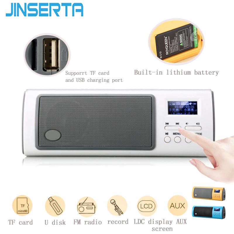 

JINSERTA Portable Mini Speakers Stereo Multifunctional Digital LCD With FM Radio Support TF Card Play And Recorder