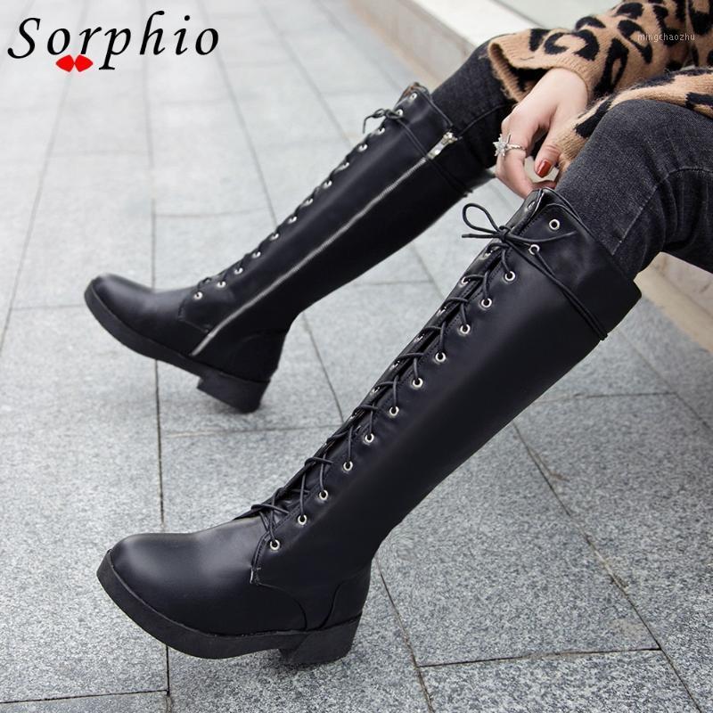 

Sorphio fashion Girl Casual Design Women Shoes Zipper Lace Up Low Heel Mid Calf Boots Women Round Toe Motorcycle Boots1, Black add fur