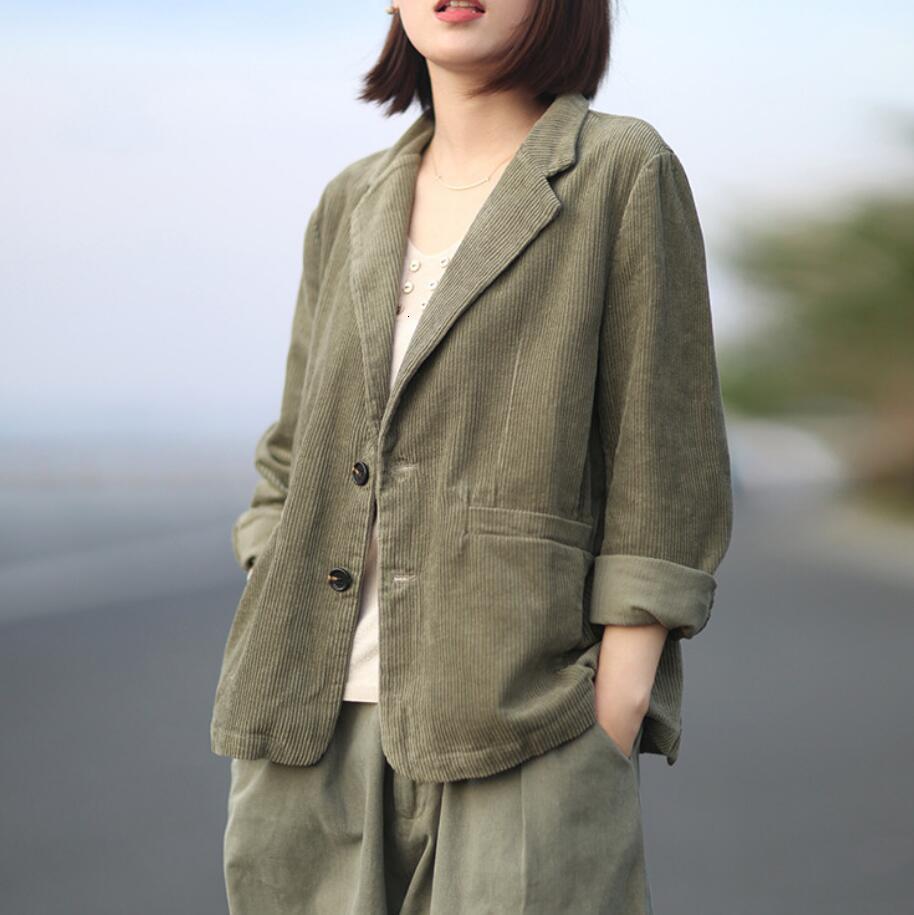 

2021 Autumn Coats Retro Loose Velvet Women Blazer Occasional New Ladies Cardigan Long-manga Mori Girl Tops Q475 Jackets Mck5, Haji