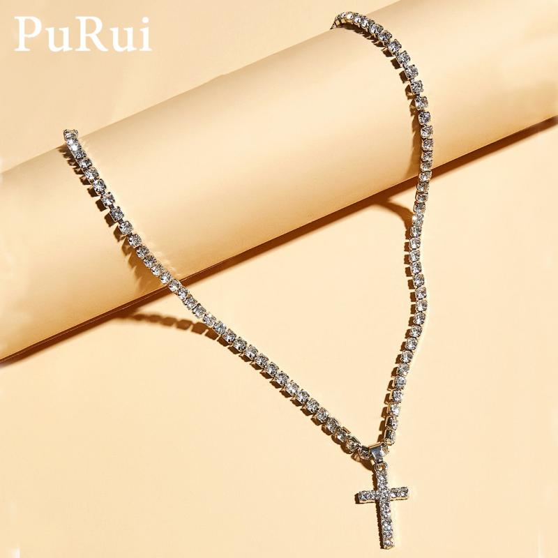 

Rhinestone Choker Necklace for Women Wedding Cross Crystal Collar Chian Pendant Necklace Gold Color Fashion Jewelry