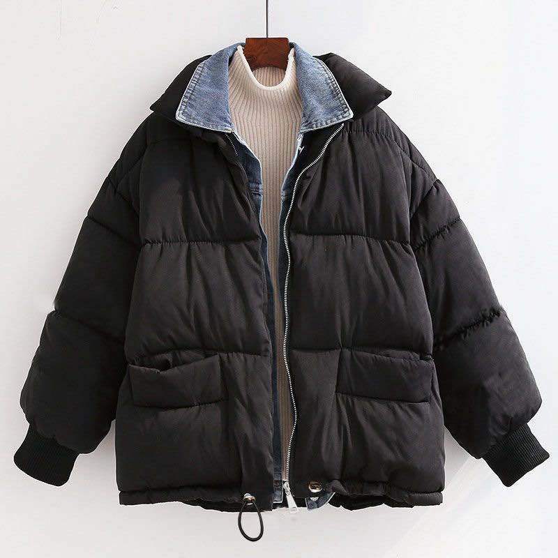

2021 New Women Size Denim Winter Sew Woman's Warm Coat Down Cotton Parka Mujer Thicken Female Jacket GIM5, Beige