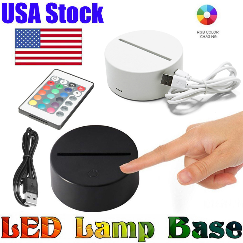 

USA Stock RGB led lights 3D Touch Switch Lamp Base for Illusion 4mm Acrylic Light Panel 2A Battery or DC5V USB