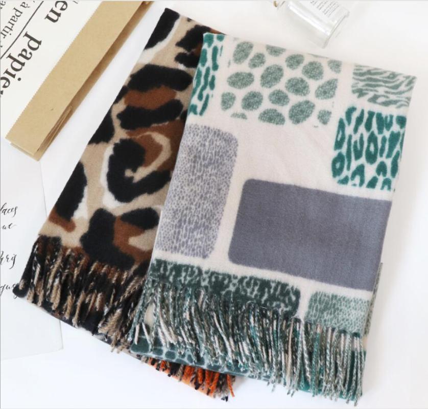 

Patchwork Winter Scarf Leopard Plaid Print Women Cashmere Warm Foulard Female Scarves Thick Soft Bufanda Shawl Wraps