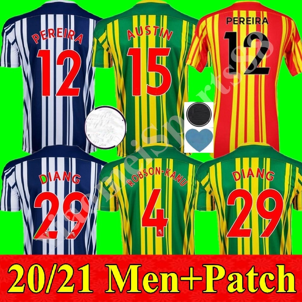 

20 21 ALBION Soccer Jerseys 2020 2021 DIANG AUSTIN BRUNT PEREIRA Robson-Kanu Custom West Brom Adult Home Away 3rd Football shirt, 3rd+league patch