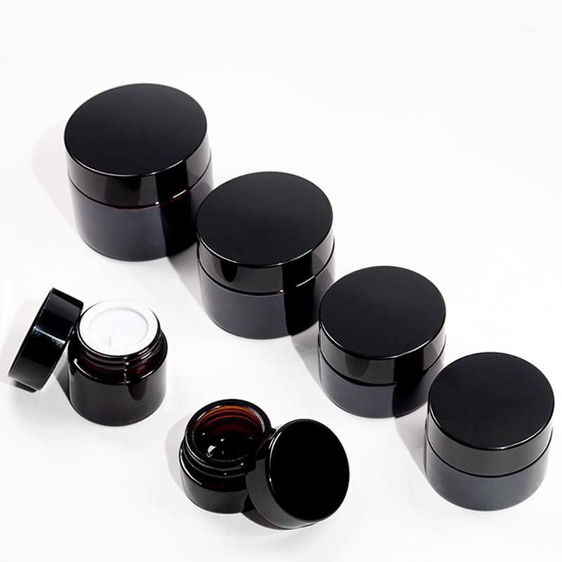 

5g/10g/20g/30g/50g Amber Brown Glass Cosmetic Jar Face Cream Bottles Lip Sample Skin care Container Pot Makeup Storage Vial1