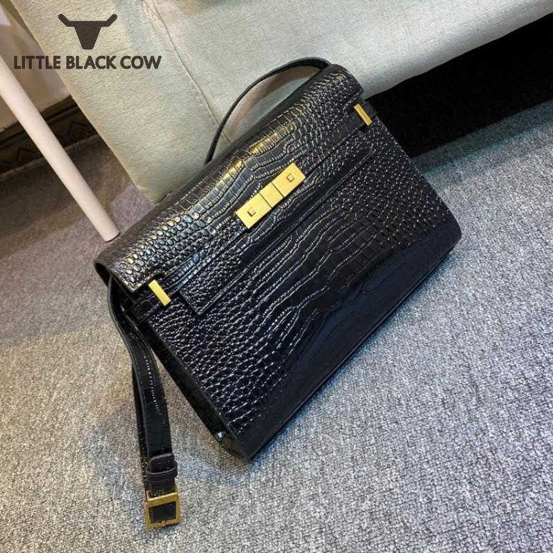 

Retro Armpit Bag Ladies Solid Color Cow Split Leather Office Style Satchels Leisure Flap Single Shoulder Bags Fashion Women Bags