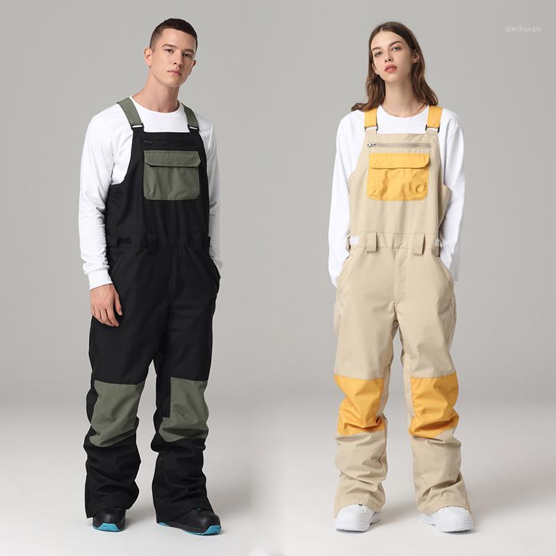 

Ski Bib Pants Overalls Men Women Ski Jumpsuit Winter Outdoor Windproof Waterproof Warm Skiing Snowboard Pants Equipment1, Color 01