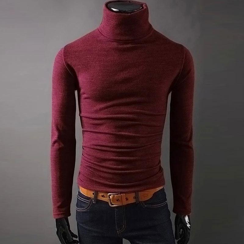 

2020 New Autumn Mens Sweaters Casual fashion Male turtleneck Man's Black Solid Knitwear Slim Fit Brand Clothing Sweater, Sapphire