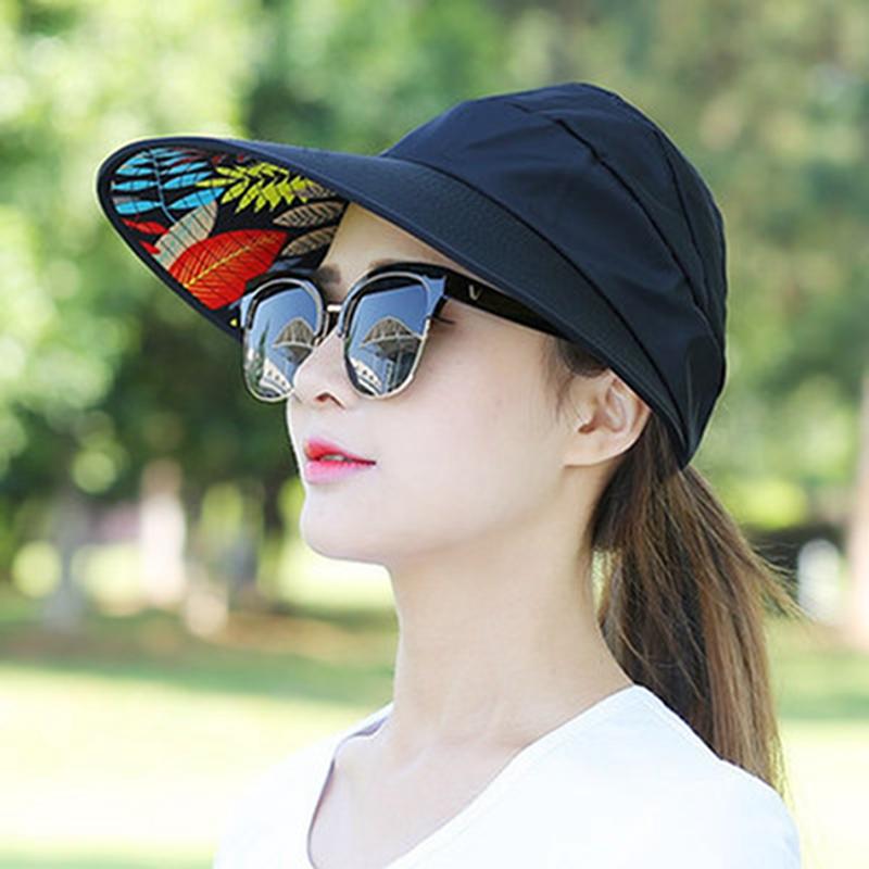 

Wide Brim Hats Summer Sun Hat With Pearl Adjustable Big Heads Wide-brimmed Beach UV Protection Visor