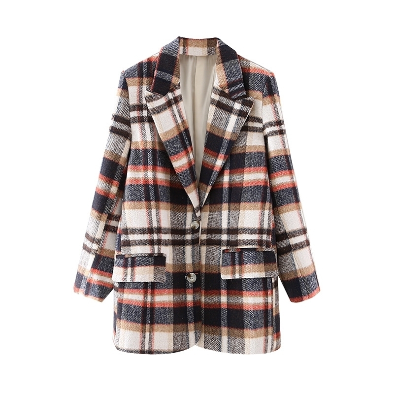 

2021 New Plaid Woolen Blazers From the Vintage Fashion Ladies Streetwear Necklace Elegant Woman' Chic Jacket ZCM3, Burgundy