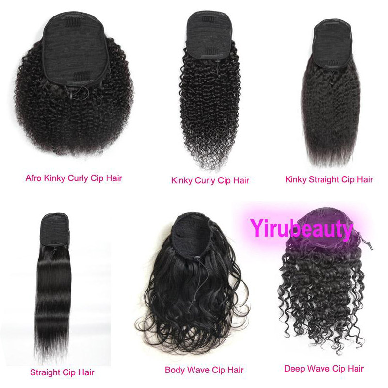 

Ponytails Peruvian 100% Human Hair Natural Color 100g Afro Kinky Curly Silky Straight Virgin Hair Extensions Body Wave Deep Wave 8-26"