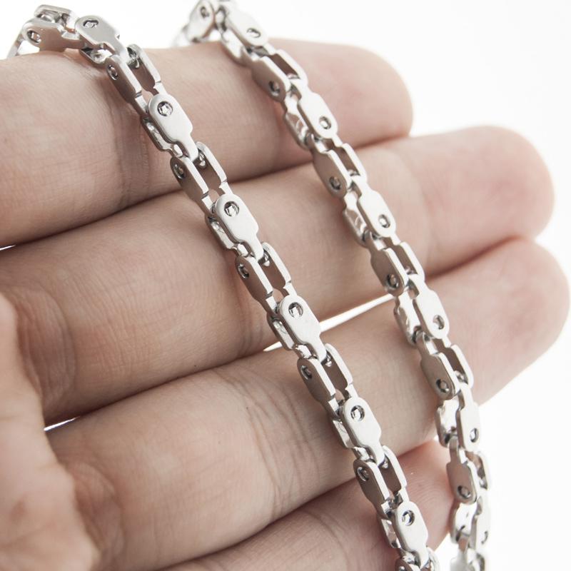 

Stainless Steel Unique Men's Hip- heavy Necklace Chain choker Silver Box Chain Link necklaces Male Jewelry Dropshipping