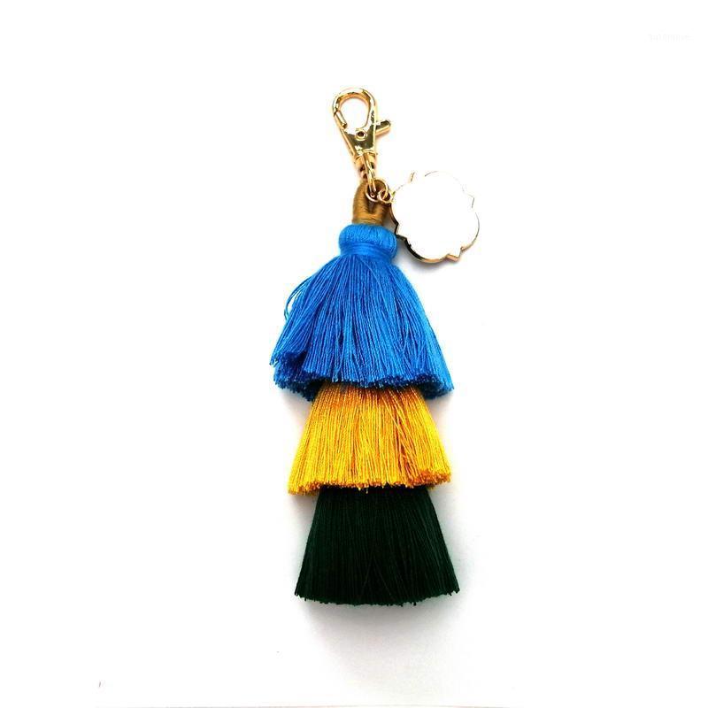 

ZWPON Magnolia Blank 3 Layers Tassel Pendant Keychains Blank BOHO Tassels Key Rings Tassel Keychains1