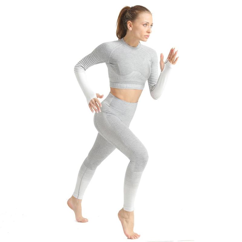 

Women Gym Clothes Two Piece Suit Crop Leggings Set Sports Suit for Fitness Wives Tracksuit Running Workout Training Jump Sets, As picture