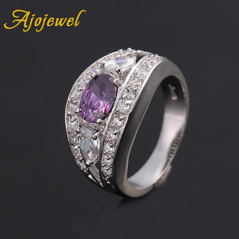 

Ajojewel Elegant Purple Cubic Zircon Rings For Women Wedding Engagement Jewelry Bijoux