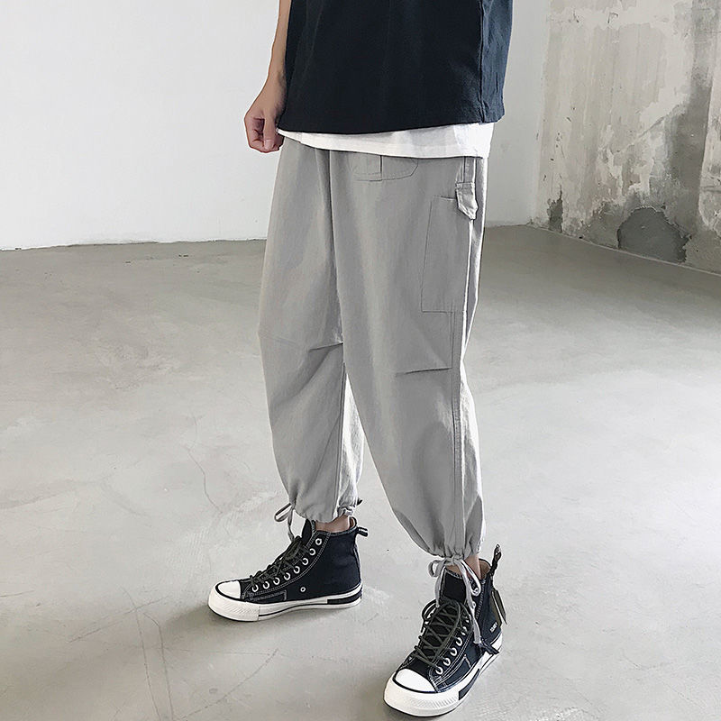

Men's Trousers 2021 Spring and Winter's New Thin Leg Nine-point Tools Pants Fashion Young Clothes L9NG, Gray light