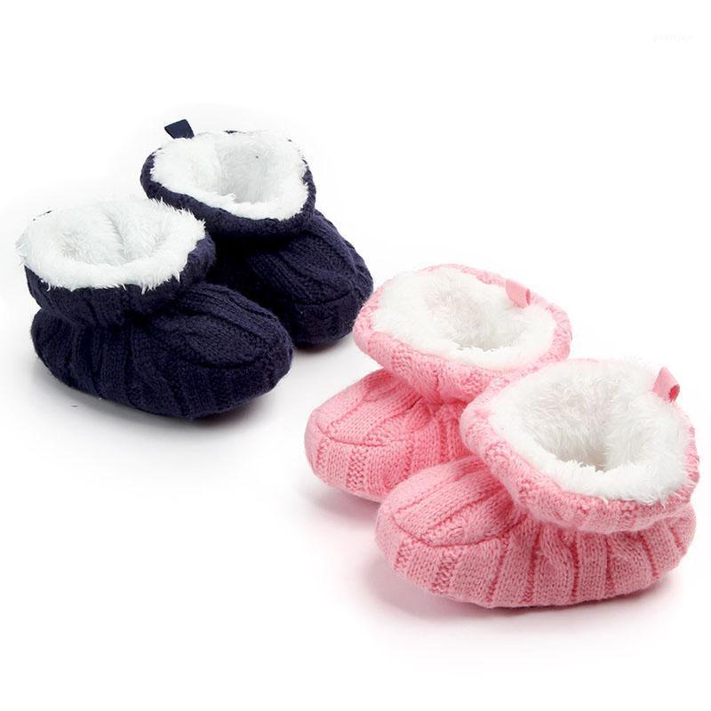 

Solid Color Knitted Baby Shoes For Boys Girls Winter Thick Warm Crochet Newborn Soft Soled First Walkers Infant Crib Boots1, Pink