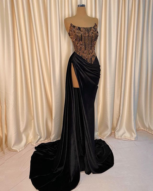 

Aso Ebi 2021 Arabic Black Sexy Stylish Evening Dresses Beaded Crystals Prom Dresses High Split Formal Party Second Reception Gowns ZJ256, Fuchsia