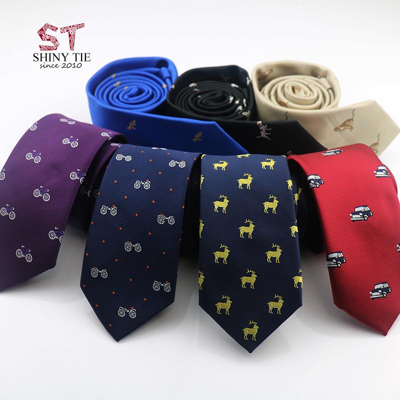 

New Design Animal Tie For Men Polyester Woven Necktie Bicycle Car Monkey Dog Deer Balloon Printed Fashion Party Wedding Gravata