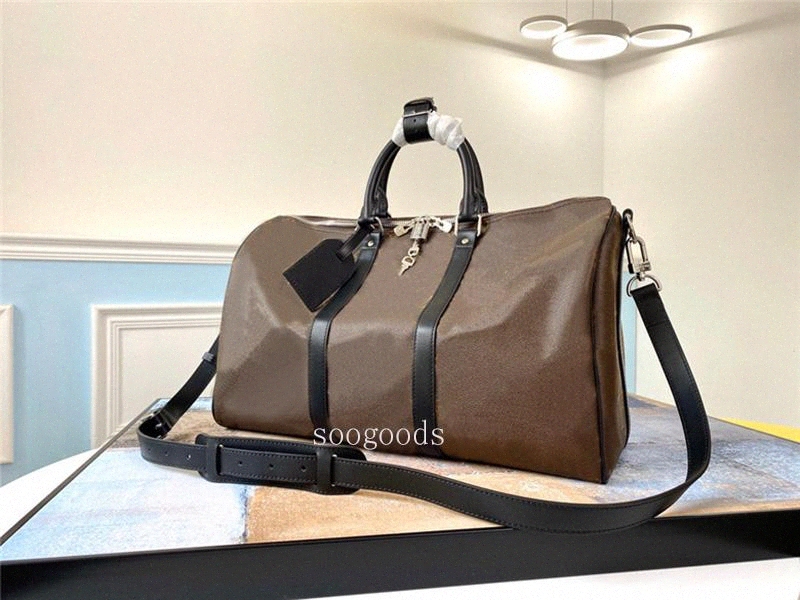 

new crafty mens BANDOULIÈRE duffle bag keepall designer travel weekend bags duffle bags luggage bag holdall sports tote flower black r6pS#, 1 brown grid