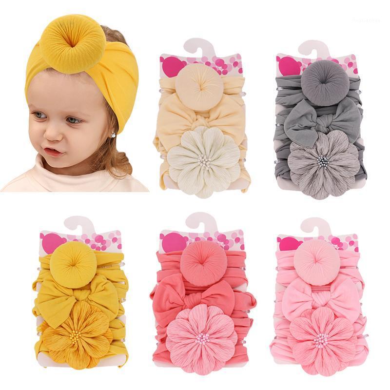 

3 Pcs Baby Headband Nylon Flower Bows Newborn Headbands Hair Bands For Girls Elastic Kids Children Turban Baby Hair Accessories1, Set12
