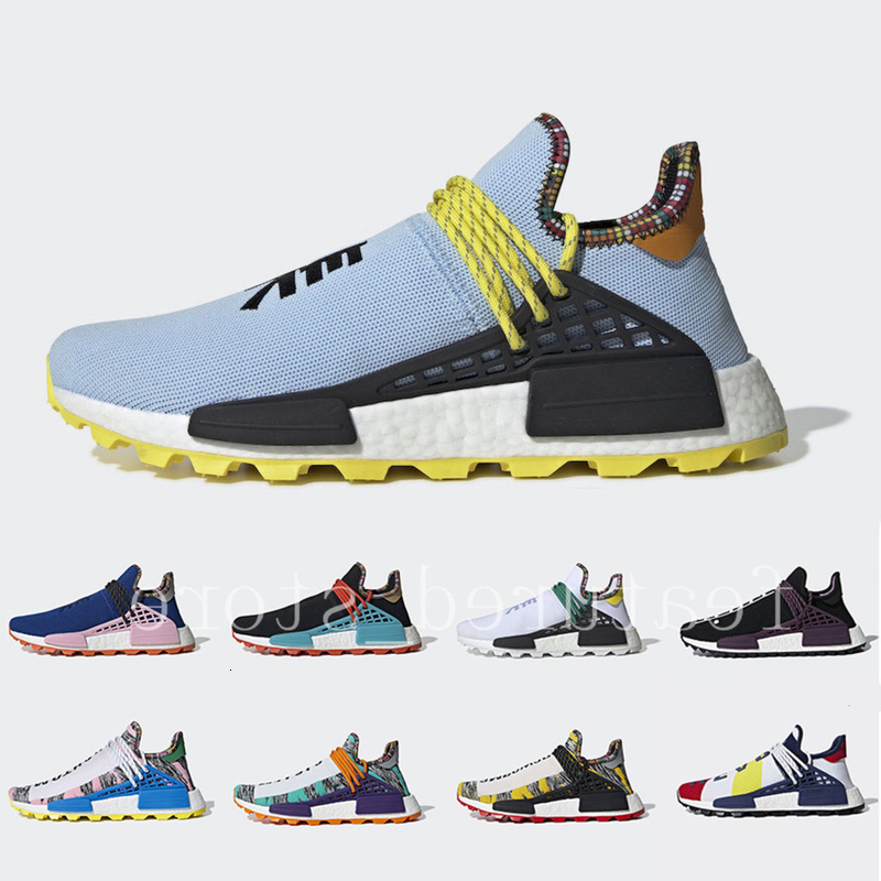 

New Sun Glow Inspiratio Footwear Human Race White Core Black Clear Sky Powder Blue Men women Running Shoes Sports Sneakers