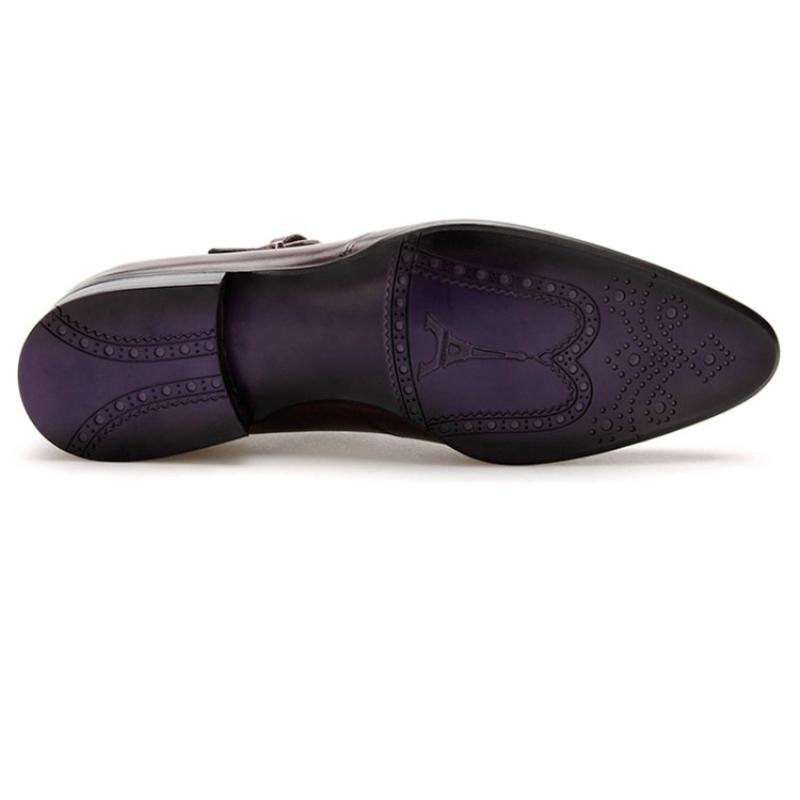 

British Mens Formal Business Work Derby Shoes Wedding Party Pointed Toe Block Heels HLuxury Genuine Leather Slip On Dress Shoes, Black