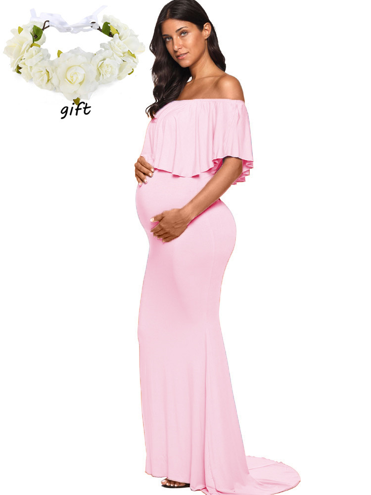 pink maternity maxi dress for baby shower