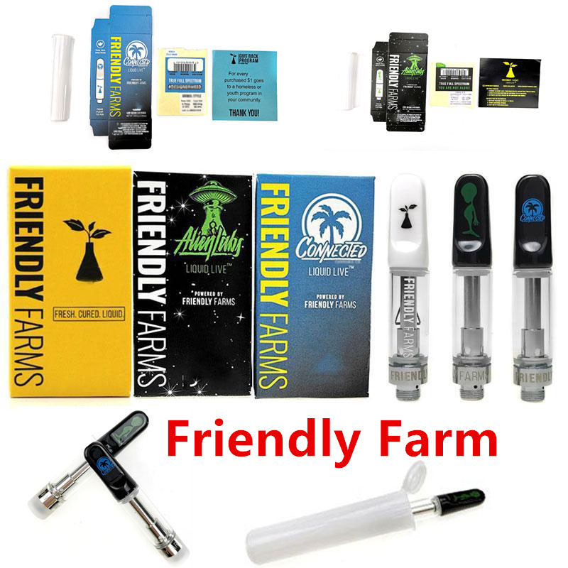 

New Friendly Farms Vape Cartridge 0.8ml 1.0ml Pyrex Glass Ceramic Coil Thick Oil Friendly Farm Vape Cartridge