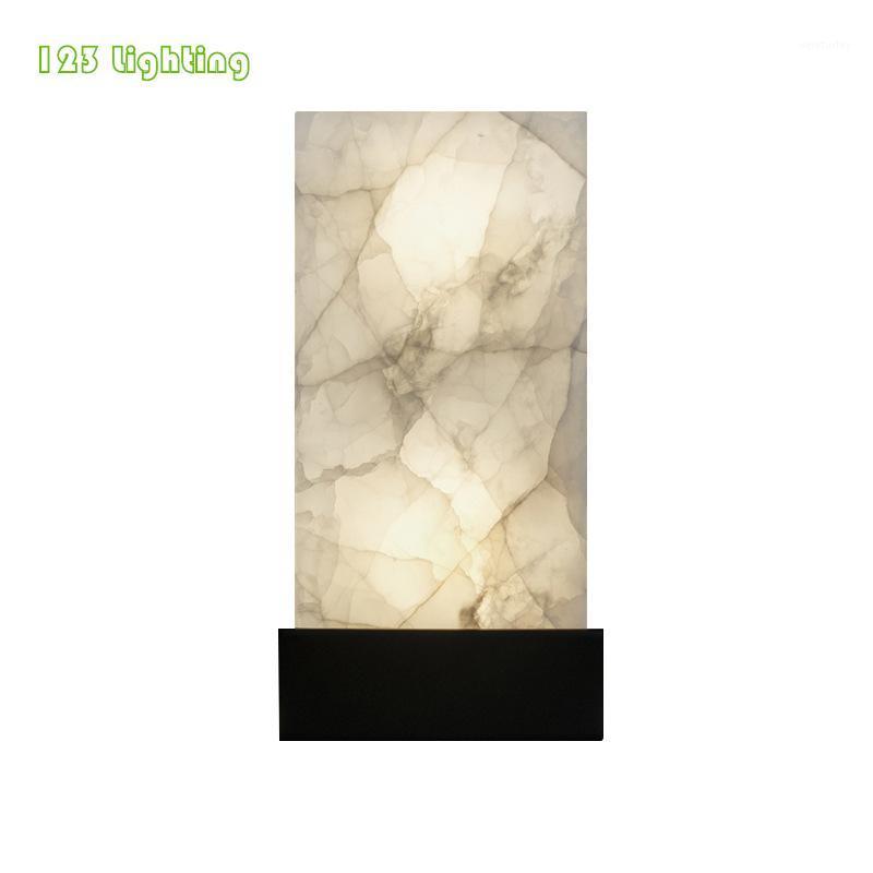 

Rectangle Natural Marble Wall Light Nordic LED Living room Wall lamps Gold/Black Metal 90-260V Aisle Hall Luminaire Loft Sconce1