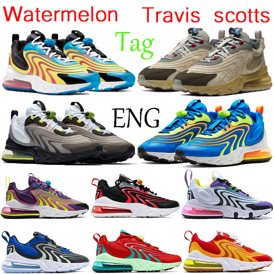 

New 27C react ENG men women shoes travis scotts cactus trails watermelon neon Black Sapphire running sneakers Laser Crimson Orange trainers, 8.burgundy ash