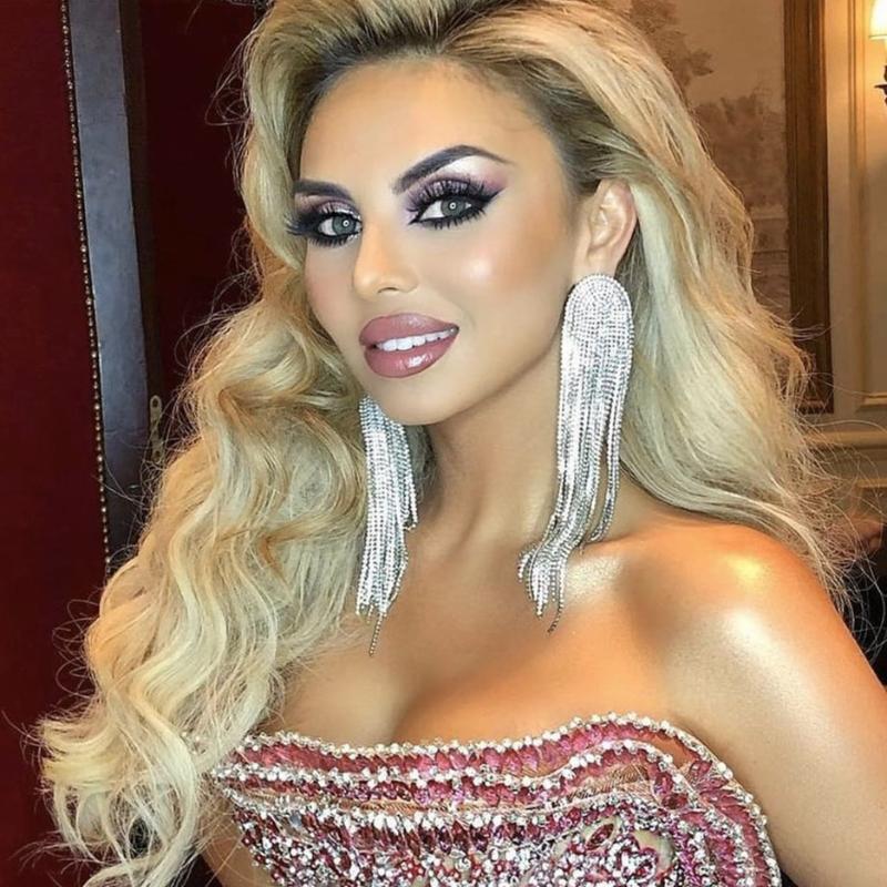 

Dangle & Chandelier Women Fashion Geogous Shiny Rhinestone Tassel Earrings Jewelry Birthday Party Dress Big Statement Accessories