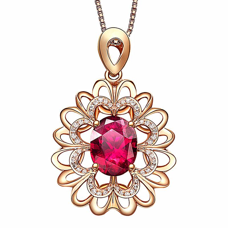 

MOONROCY Crystal Chokers Pendant Necklace Rose Gold Color Red Hollow for Women Female Dropshipping Jewelry Wholesale Gift