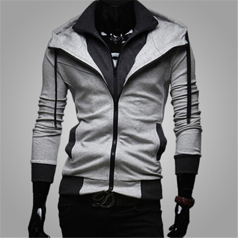 

Fashion Autumn Hooded Coat Men's Jacket Casual Cardigan Sweater Jacket Size M-2XL Zipper Street Mens Jackets Coats, Deep gray