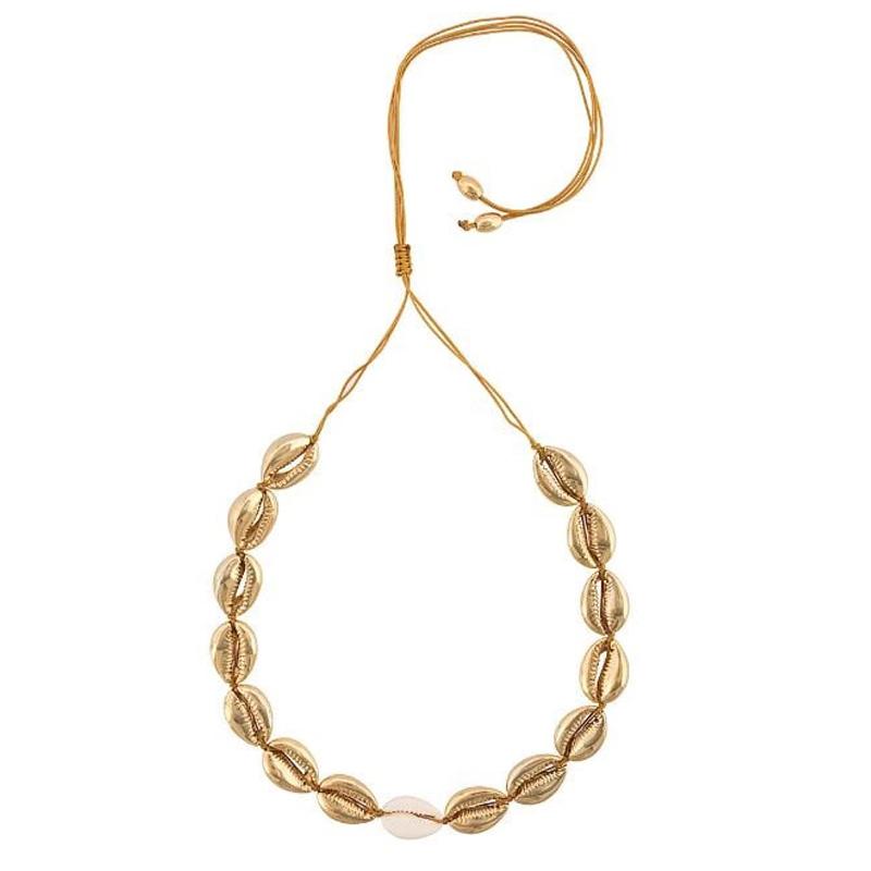 

DM New Fashion Gold color Shell Necklace For Women Statement Beach Jewelry Attend Party Classic Accessories Jewelry Choker
