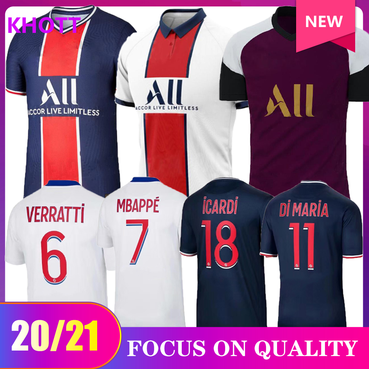 

Maillots de football kits 20 21 soccer jersey 2020 2021 MBAPPE ICARDI NEYMAR shirt JR men kids sets uniform maillot de foot hommes enfants, Home