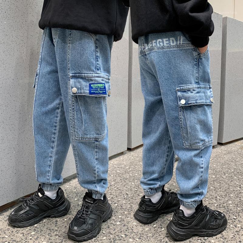 

Boys Cargo Pants Spring Autumn 2021 Korean New Children Jeans Big Kids Cowboy Trousers Boys Loose Casual Tide Streetwear 14 12Y1, Blue