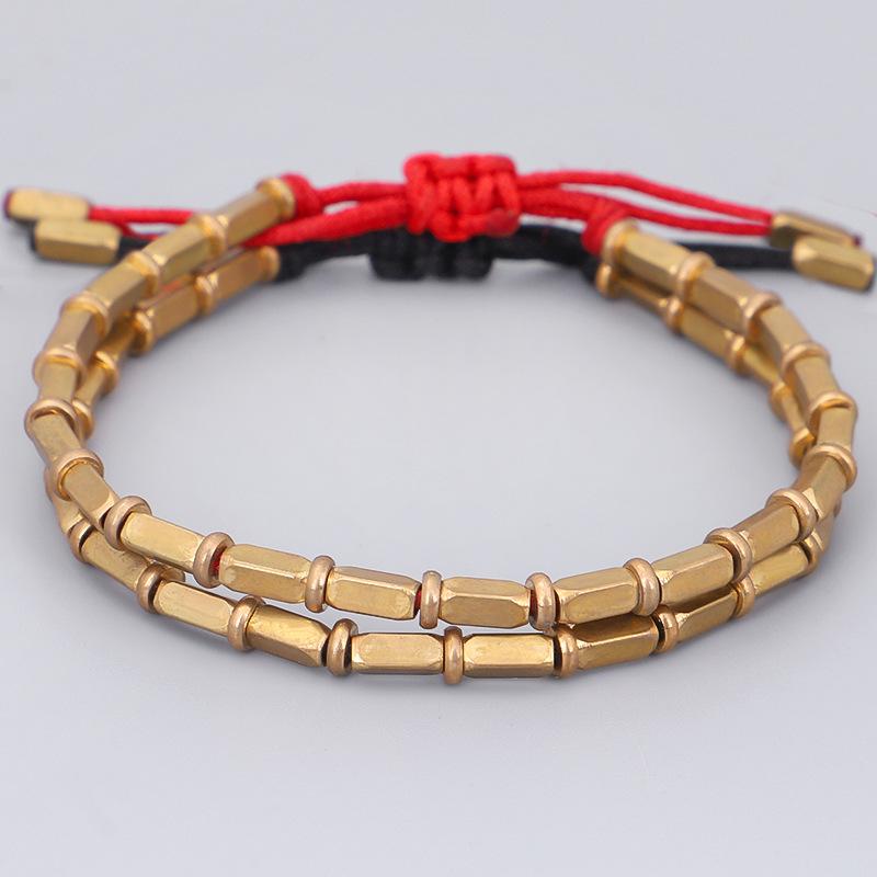 

Meetvii Handmade Rectangle Copper Beads Lucky Bracelets for Women Men Tibetan Black & Red Thread Bracelets Vintage Jewelry
