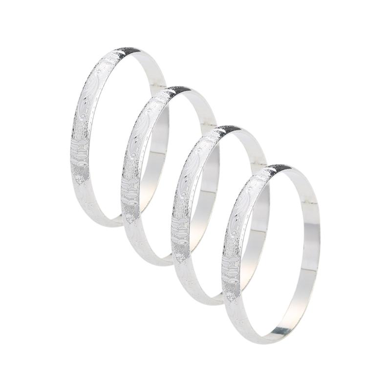 

Bangle African Anniversary Celebration 4pcs Silver Plated Openable Bangles For Women Girl Dubai Ramadan Charm Jewelry