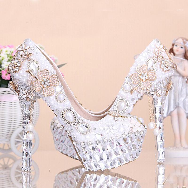 

Fashion Special Occasion Shoes Genuine Leather Evening Party Prom High Heels Birthday Party Shoes White Pearl Wedding1