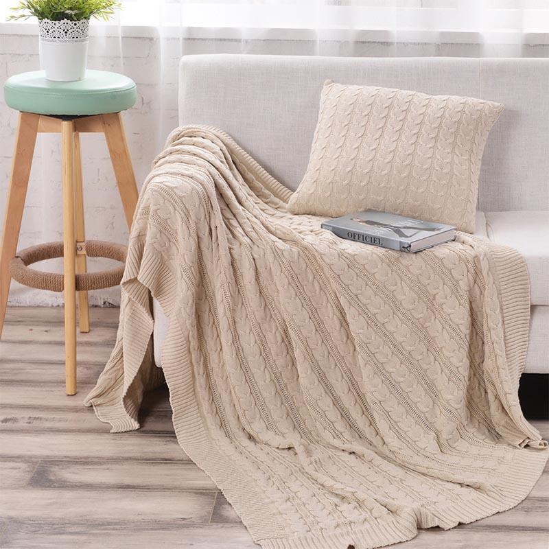 

Cotton twisted Knitte Blanket Anti-Pilling Plaid Solid Office/Car/Sofa/Bedding Throw Blanket Winter Warm Soft Bed Sheet Handmade