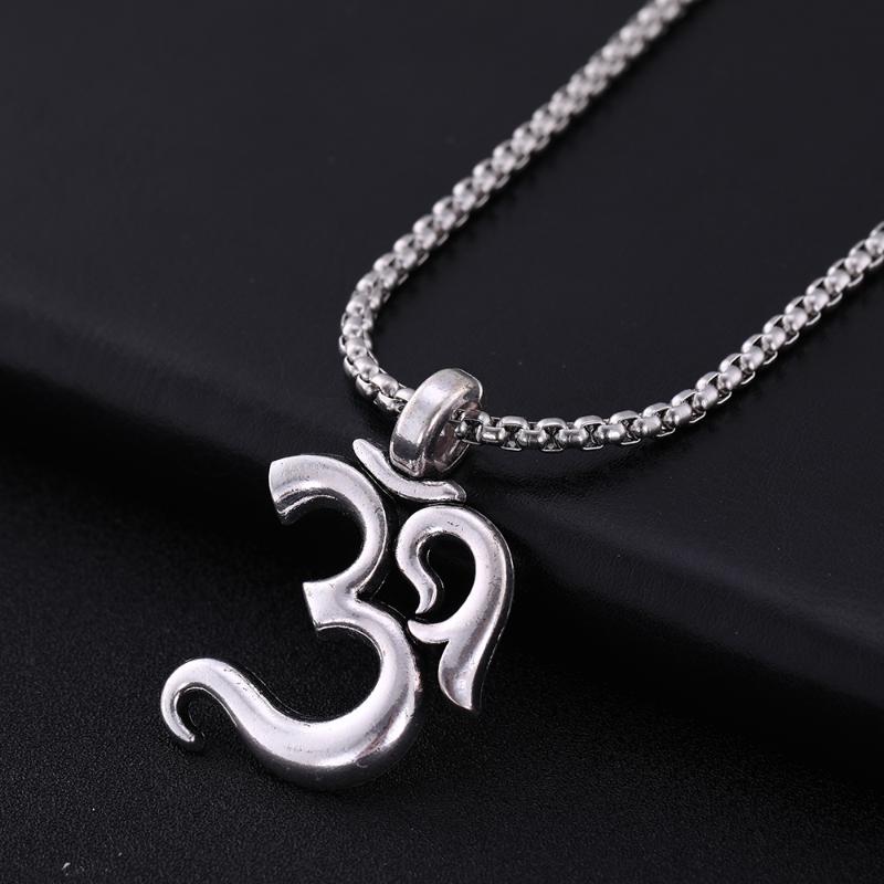 

Lemegeton Stainless Steel Box Chain Yoga Chakra OM Alloy Pendants Necklaces Yoga Charm Jewelry Women statement necklace