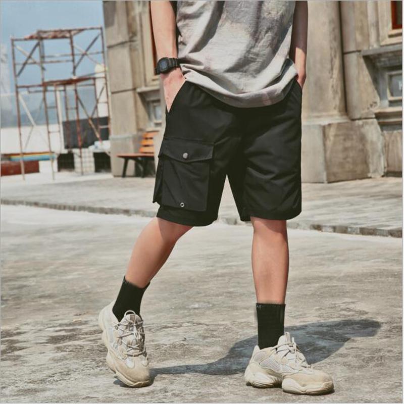 

Men's Multi Pocket Cargo Shorts fashion Casual Knee Shorts Men Loose short pants Homme Summer Sweatpants, Black