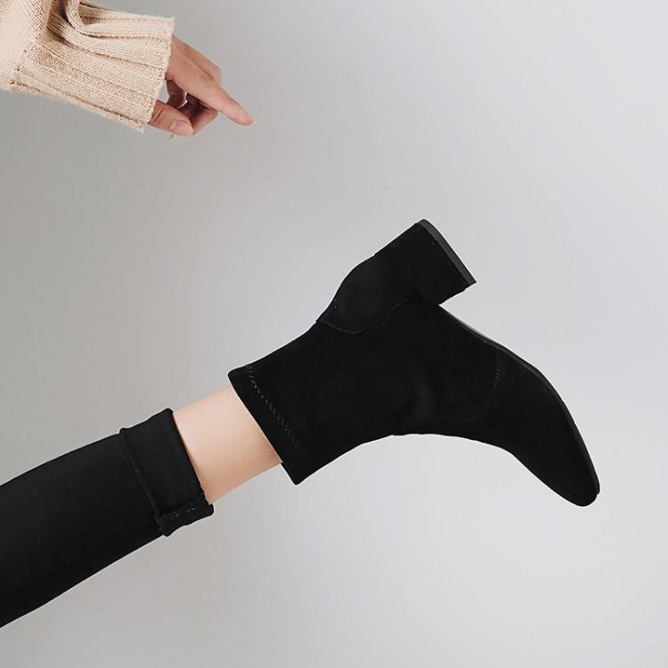 

Big Size 9 10 11-13 boots women shoes ankle boots for women ladies shoes woman winter Square pure color, Beige