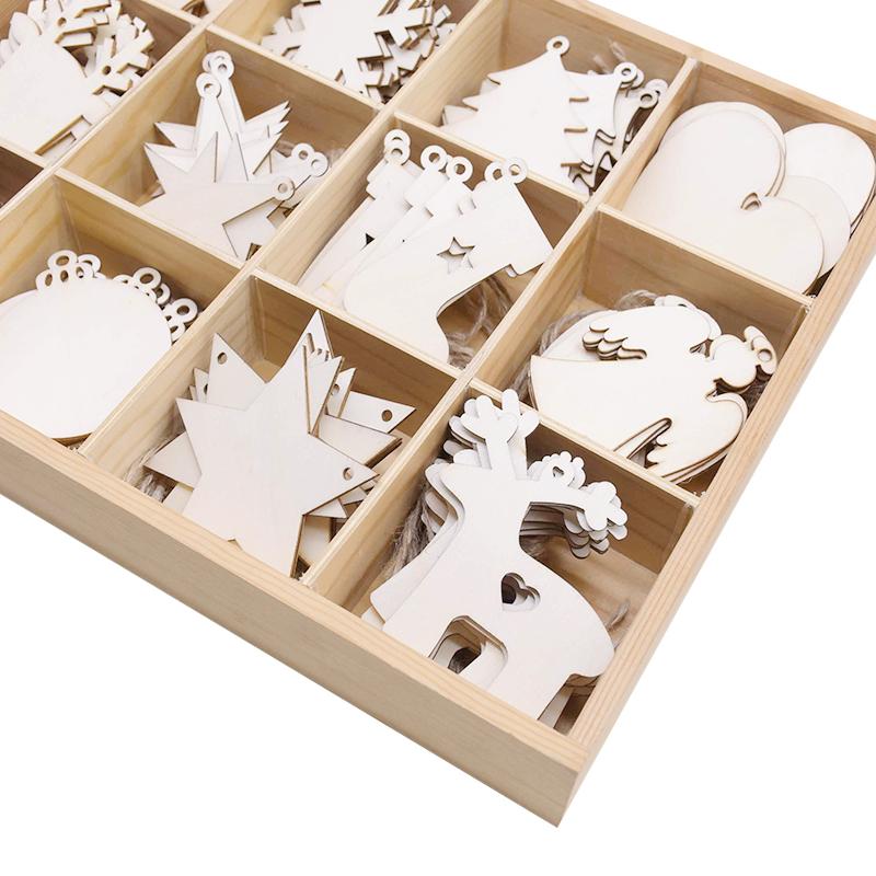 

10pcs Christmas Wooden Pendant Christmas Tree Hanging Ornaments Snowflake Star Xmas Natal Noel Navidad New Year Decoration